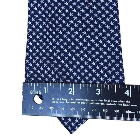 Vintage Brooks Brothers Mens Navy Silk Star Pattern Tie - Picture 7 of 7
